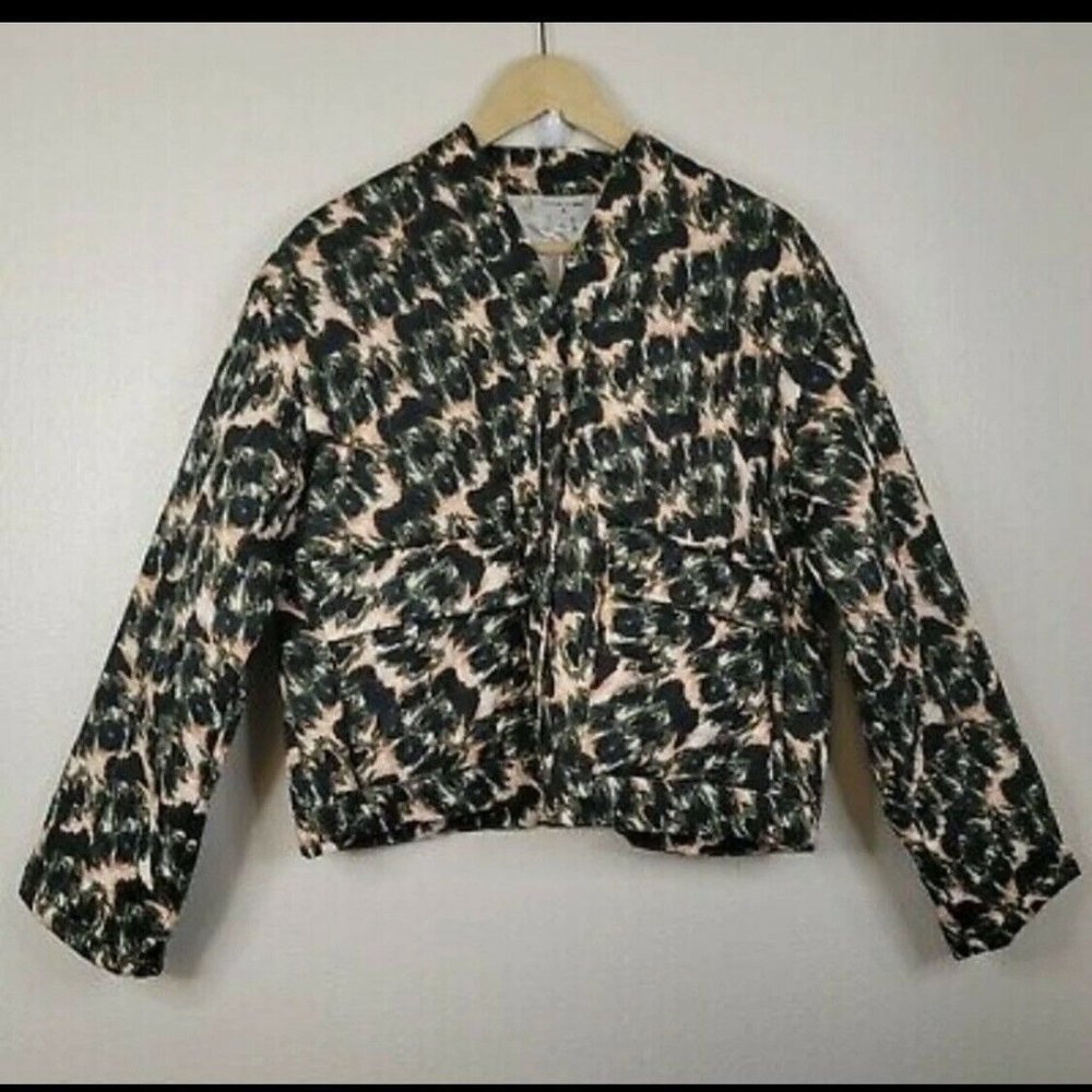 Rachel Comey  x Target Olive Green Animal Print Cropped Quilted Jacket Size XS